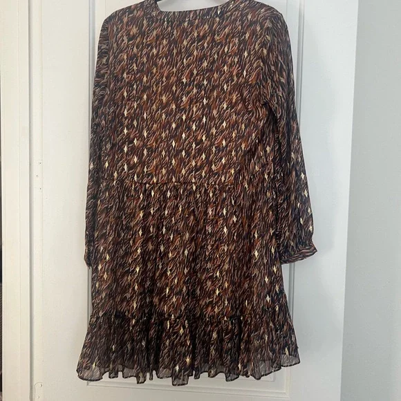 Vince Camuto gold and Brown Patterned Women's Dress - Picture 4 of 5
